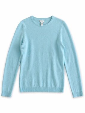 L.L. Bean Cashmere Crewneck Sweater Light Aqua Blue Soft Knit Size Small